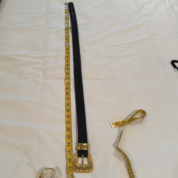 Fabrice Karel Vintage Black Suede Belt with Gold Buckle